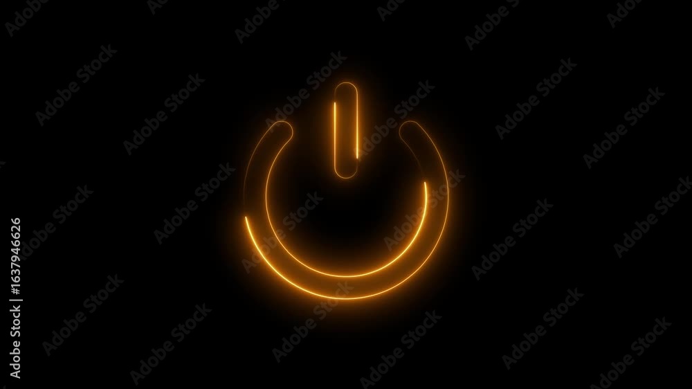 Poster glowing neon technology power button icon isolated on transparent background. power switch icon. sta
