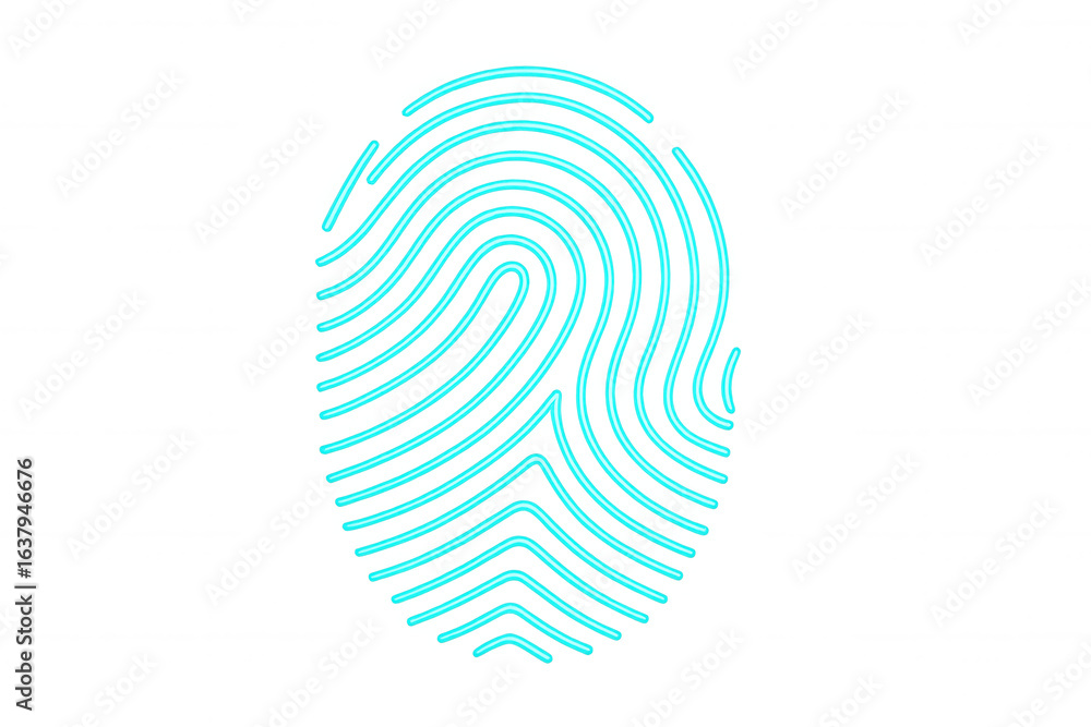 Poster luminescent fingerprint glowing against transparent surface, symbolizing digital identity, cybersecu