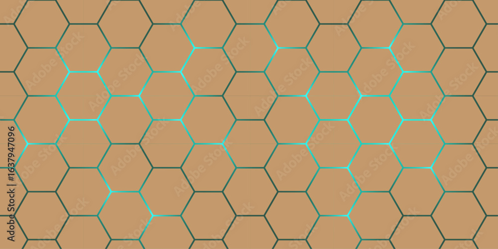 Poster abstract brown honeycomb design on dark background – digital tech texture.