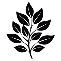 Leaf Whispers vector clean black silhouette design white background