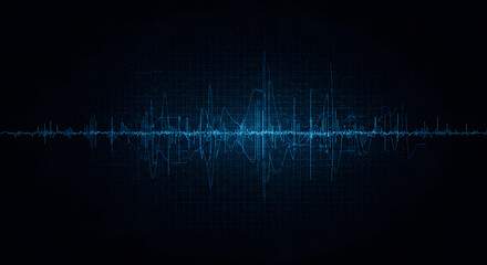 Futuristic Technological Waveform Design with Detailed Digital Grid for Data Visualization and Analysis of Electronic Frequency Signals and Audio Production