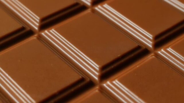 Chocolate block with smooth surface captured in close-up