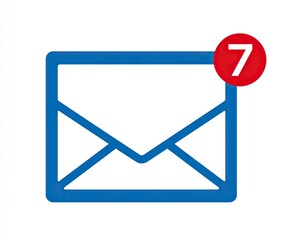 Blue email icon with red notification number 7