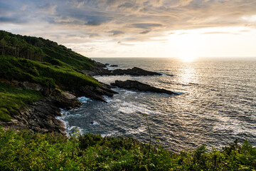 Rocky Coastline Under Cloudy Skies at the Foot of Mount Jaizkibel Around Cape Higuer