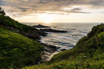 Rocky Coastline Under Cloudy Skies at the Foot of Mount Jaizkibel Around Cape Higuer