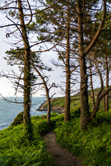 Rocky Coastline Under Cloudy Skies at the Foot of Mount Jaizkibel Around Cape Higuer