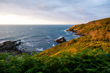 Rocky Coastline at Sunset at the Foot of Mount Jaizkibel Around Cape Higuer