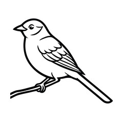 small bird perched on branch vector illustration on white background 