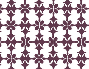 Dark Mauve and White Symmetrical Floral Lattice Pattern