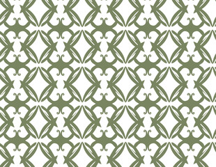 Seamless Pattern of Sage Green Interlocking Scrolls and Geometric Quatrefoils