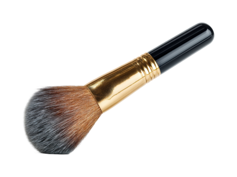 Applying makeup with a brush beauty product bright light, isolated on transparent background, png
