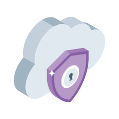 Check out this isometric icon of safe cloud