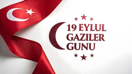 Turkish flag and commemorative text for martyrs and veterans day