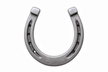 Close-up Studio Shot of a Single Metal Horseshoe with Nail Holes, Symbolizing Luck and Equestrianism