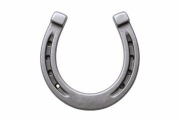 Close-up Studio Shot of a Single Metal Horseshoe with Nail Holes, Symbolizing Luck and Equestrianism