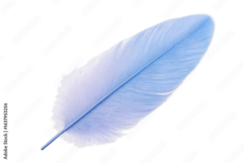 Poster light blue feather floating softly, casting subtle shadow on translucent surface, highlighting minim