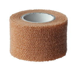 Applying medical tape for injury support in home environment view, isolated on transparent background, png