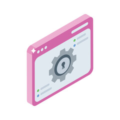 Grab this isometric style icon of website protection interface