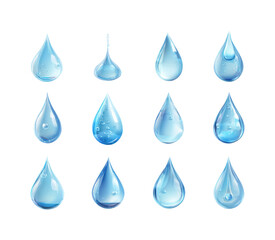 Dynamic water droplets collection aesthetic, isolated on transparent background, png