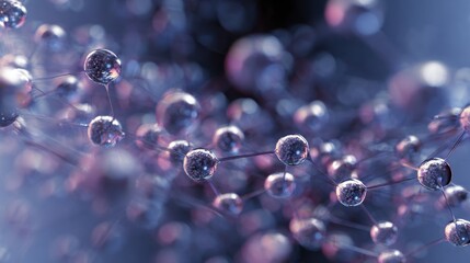 glowing spheres linked molecular network