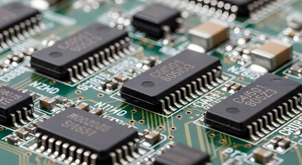 Circuit Board Microchip Technology Closeup (AI Generated)
