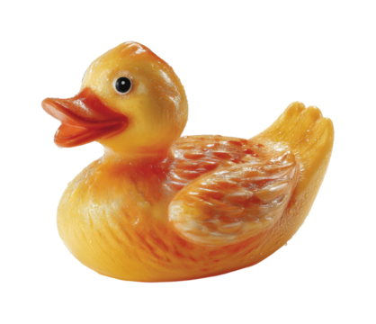 Playful rubber duck floating on water home bathroom product, isolated on transparent background, png
