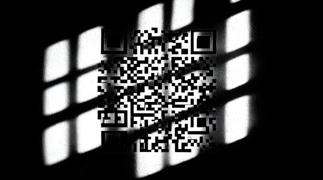 QR code shadowed by window grids. - Powered by Adobe