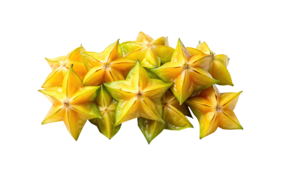 Pile of Star Fruit, Also Known as Carambola, on a White Background