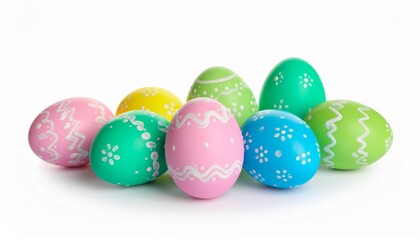 Decorative Easter eggs mockup isolated on white background for holiday celebration and seasonal design presentations