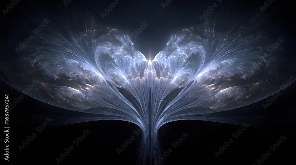 Poster abstract fractal design of ethereal light and shadow.