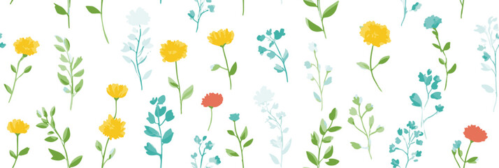 Seamless floral pattern with simple flowers, tile, flower texture background for web or print