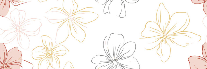 Seamless floral pattern with simple flowers, tile, flower texture background for web or print