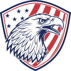 Naklejka premium Patriotic Eagle Crest Logo in Red White and Blue Design Illustration