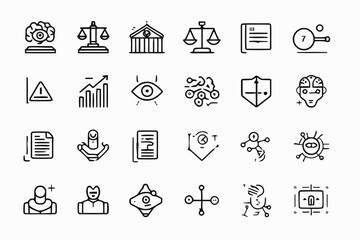 Fototapeta premium Set of line icons for legal and scientific themes
