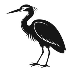 Egret clean black silhouette design white background