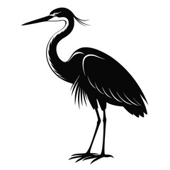 Egret clean black silhouette design white background