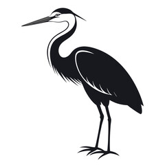 Egret clean black silhouette design white background