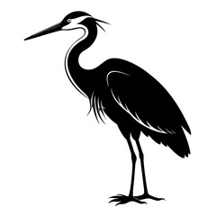 Egret clean black silhouette design white background