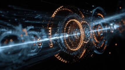 swirling digital light trails and particles