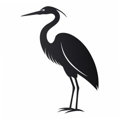 Egret clean black silhouette design white background