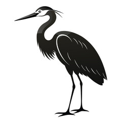 Egret clean black silhouette design white background