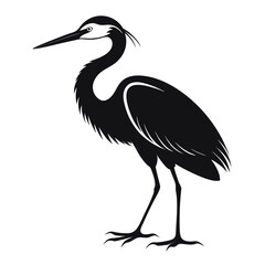 Egret clean black silhouette design white background