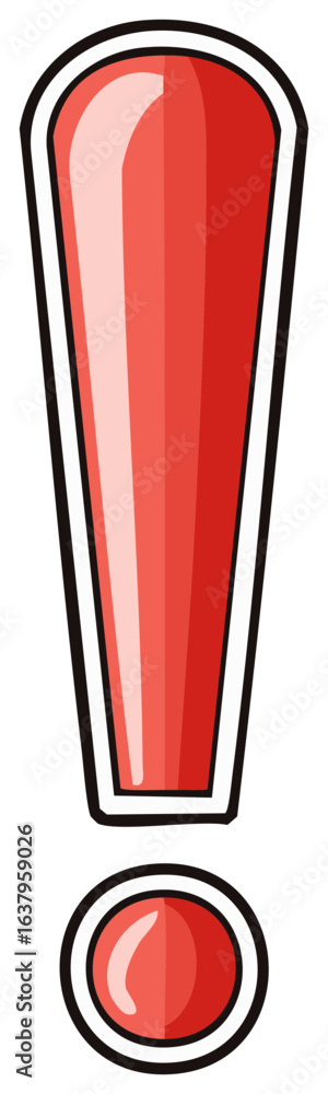 Poster exclamation mark vector illustration glossy red color alert sign isolated symbol attention icon grap