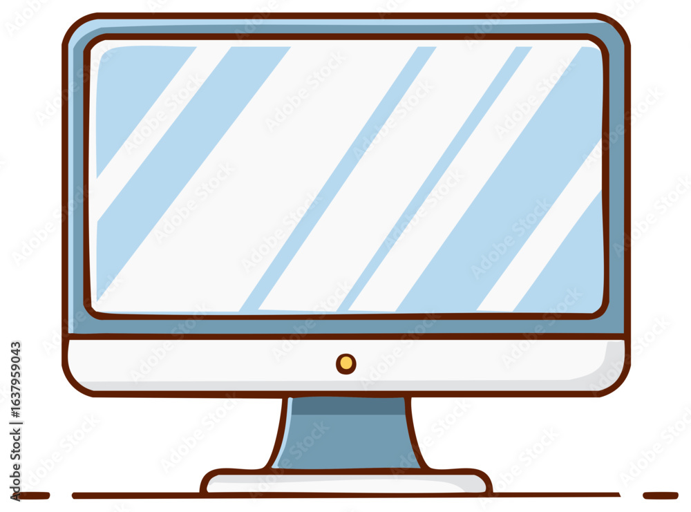 Poster cartoon computer screen graphic isolated desktop monitor display design