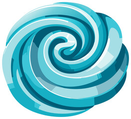 Blue Water Swirl Illustration, Abstract Vortex Design Element, Circular Movement