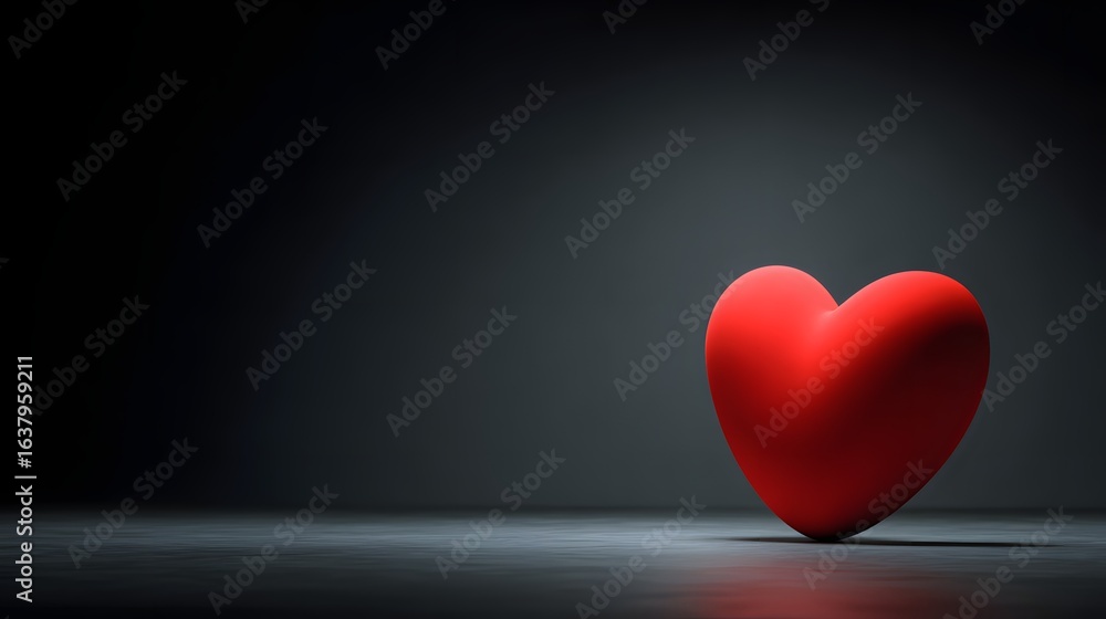 Aufkleber red heart shape object positioned in a dark setting.