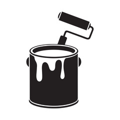 paint can. Vector black silhouette. with white background.