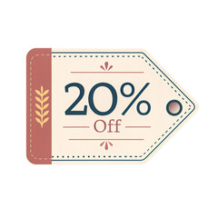 Sale Tag Discount 20% Off White Background Minimal Design