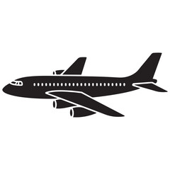 airplane icon, air plane sign. Vector black silhouette. with white background.