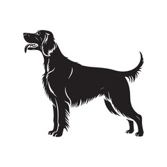 English setter dogs one in solid. Vector black silhouette. with white background.